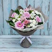 Букет цветов из:  Герберы, Альстромерии и Хризантемы в Рудне Смоленской области