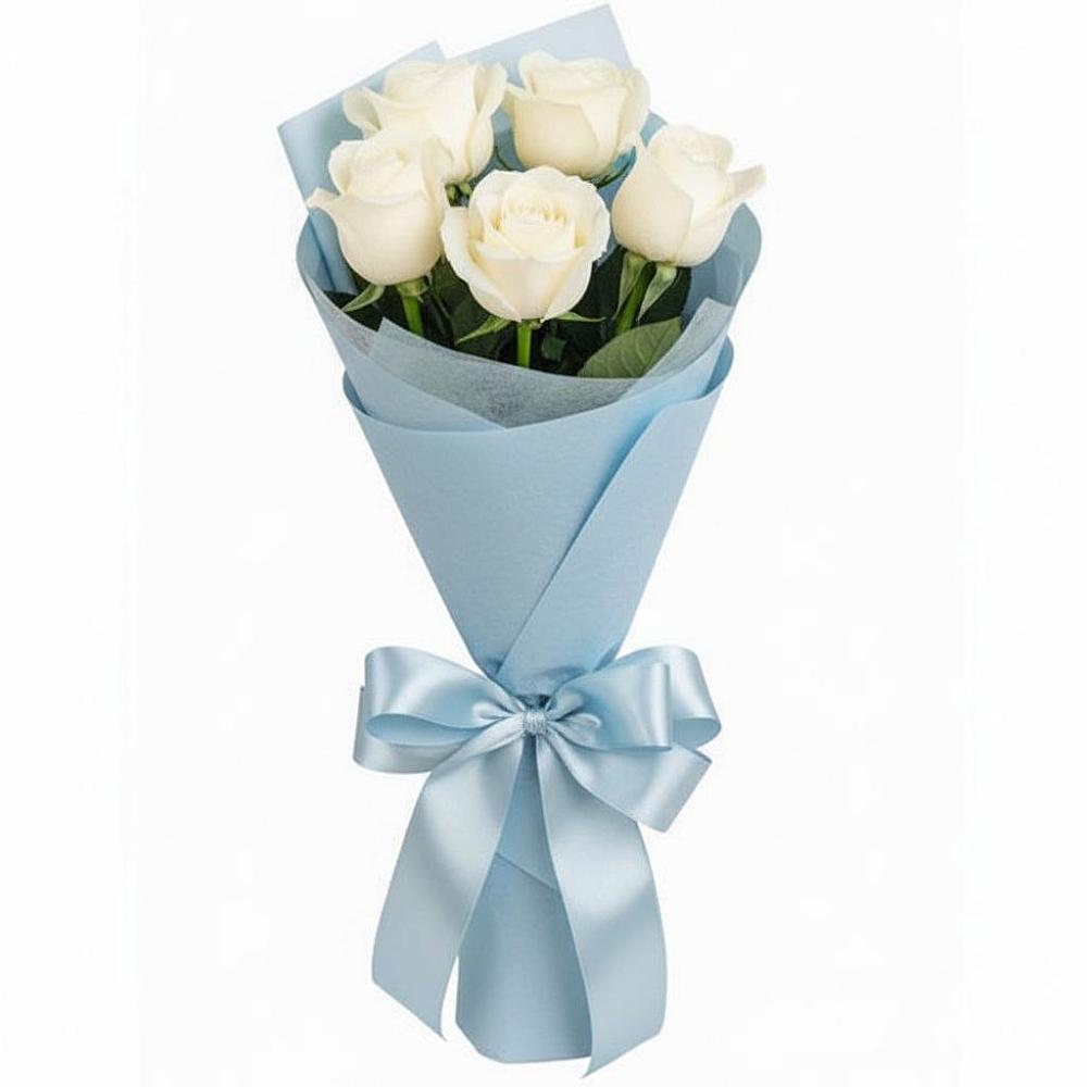 Букет 5 Белых роз Проуд в Рудне Смоленской области