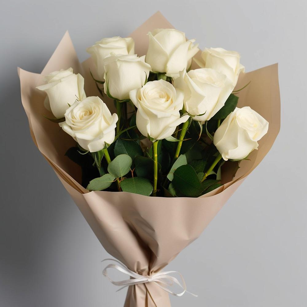 Букет 9 Белых роз Эдлесс Лав в Рудне Смоленской области