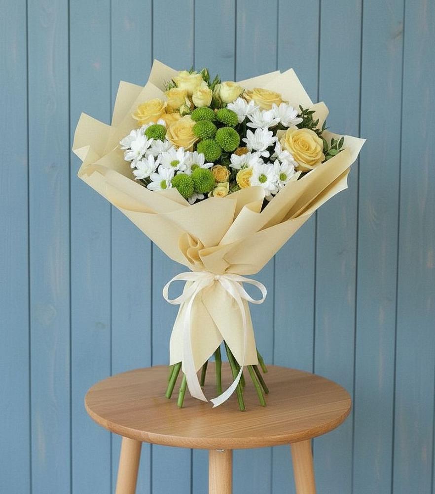 Букет цветов из: Хризантемы и Розы в Рудне Смоленской области