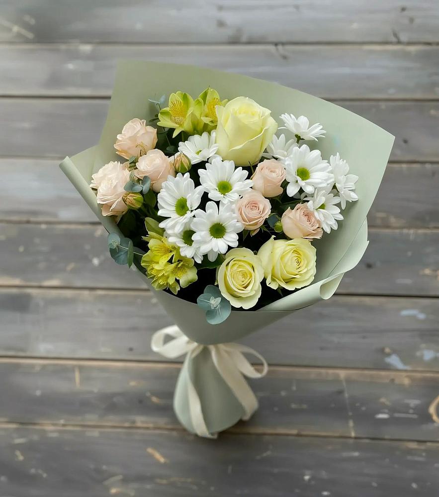 Букет цветов из: Альстромерии, Розы и Хризантемы в Рудне Смоленской области