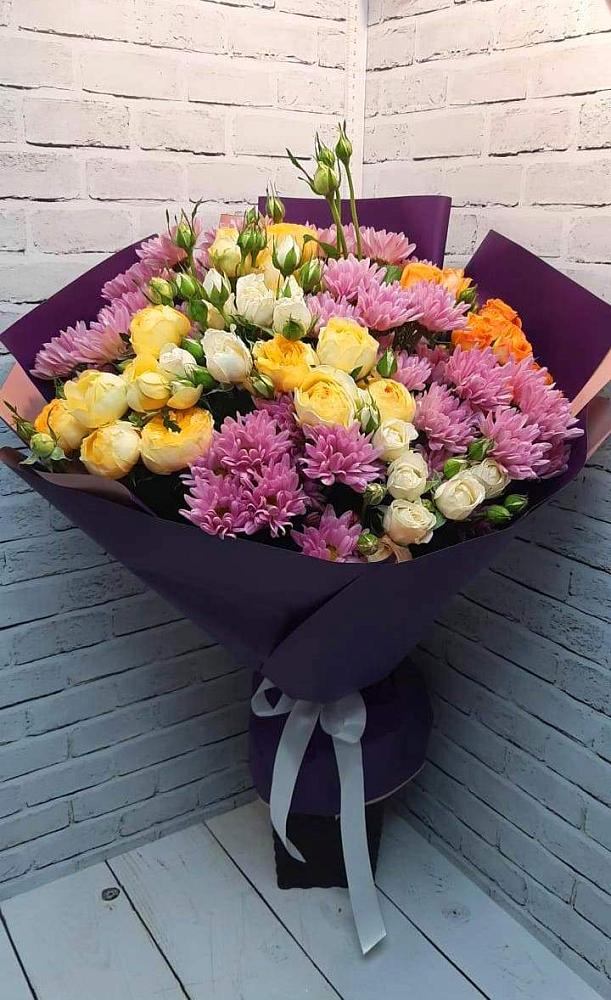 Букет цветов из: Хризантемы и Розы в Рудне Смоленской области