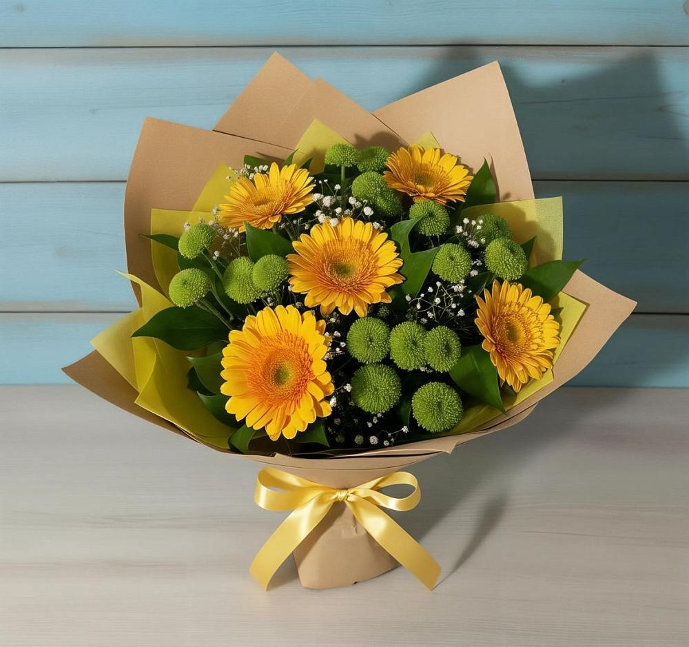 Букет цветов из: Герберы и Хризантемы в Рудне Смоленской области