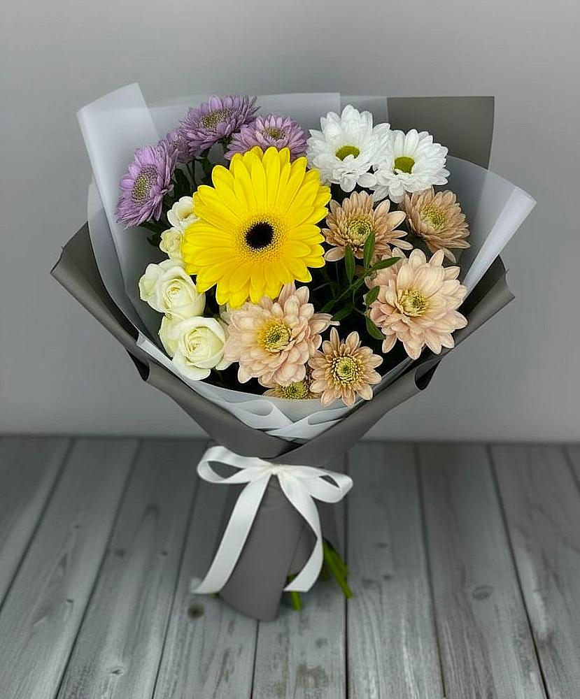 Букет цветов из: Розы, Герберы и Хризантемы в Рудне Смоленской области