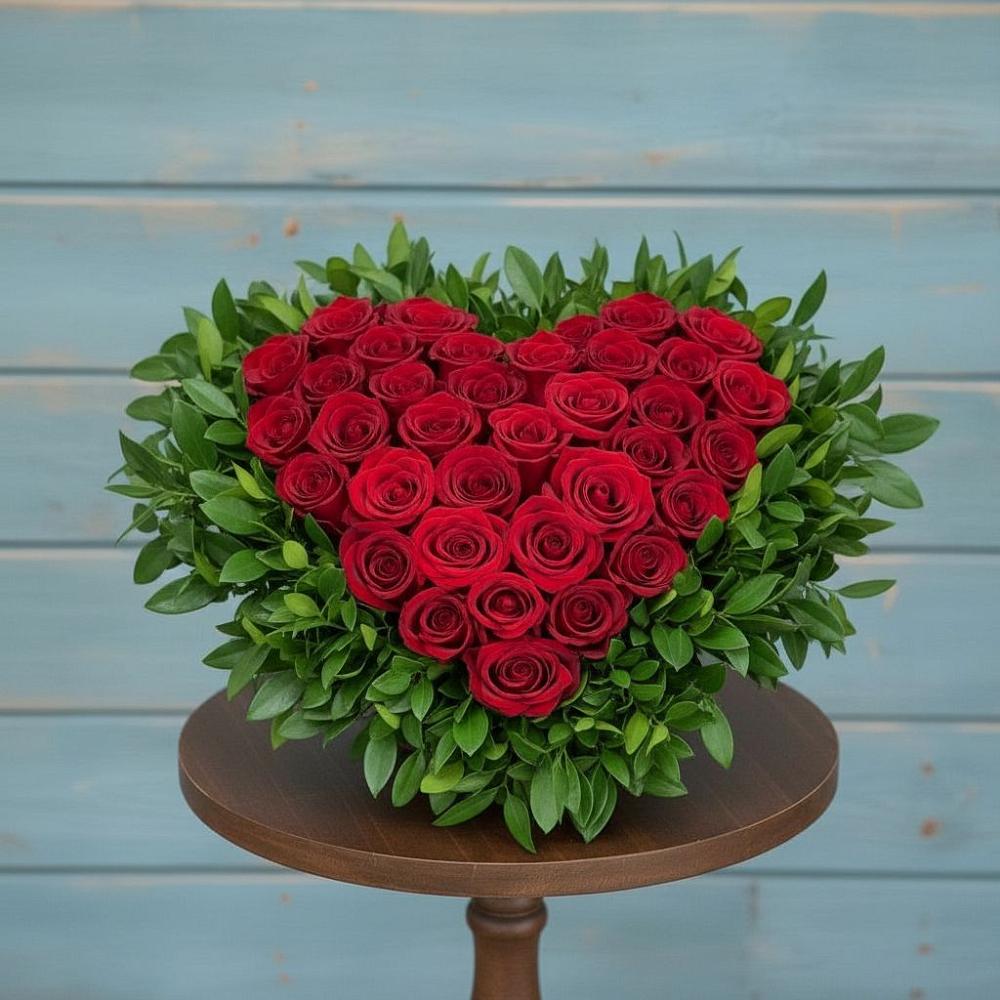 Цветочная композиция из Розы в виде сердца в Рудне Смоленской области