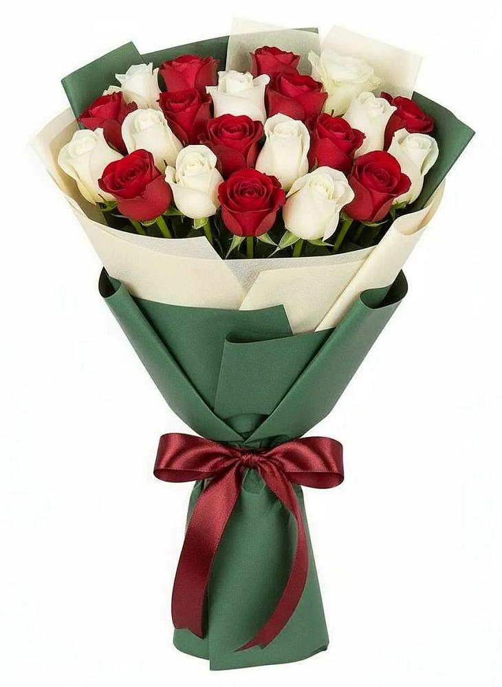 Букет Микс из красных и белых роз в Рудне Смоленской области