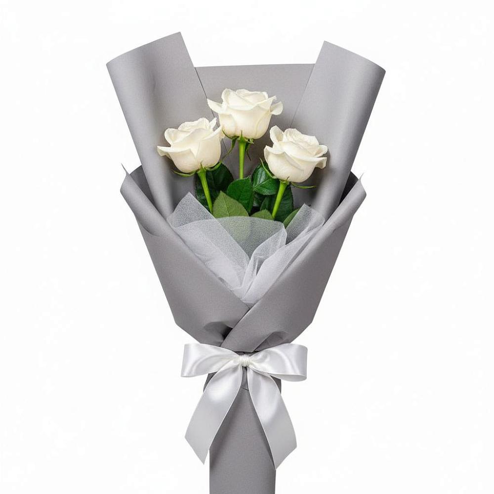 Букет 3 белые розы в Рудне Смоленской области