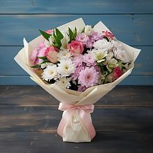 Букет цветов из:  Хризантемы, Альстромерии и Розы в Рудне Смоленской области