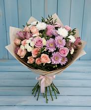Букет цветов из:  Хризантемы, Розы и Альстромерии в Рудне Смоленской области