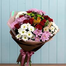Букет цветов из:  Розы, Хризантемы и Альстромерии в Рудне Смоленской области