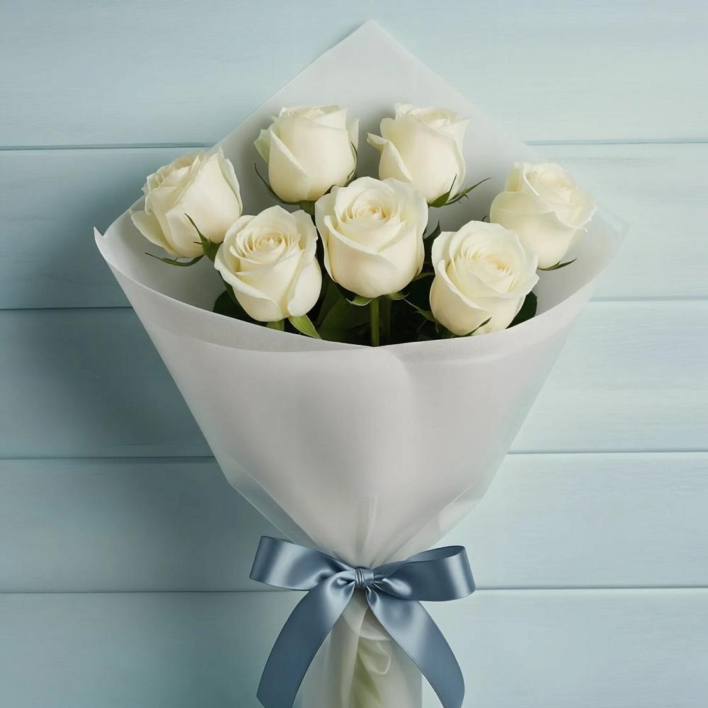 Букет 7 Белых роз Эдлесс Лав в Рудне Смоленской области