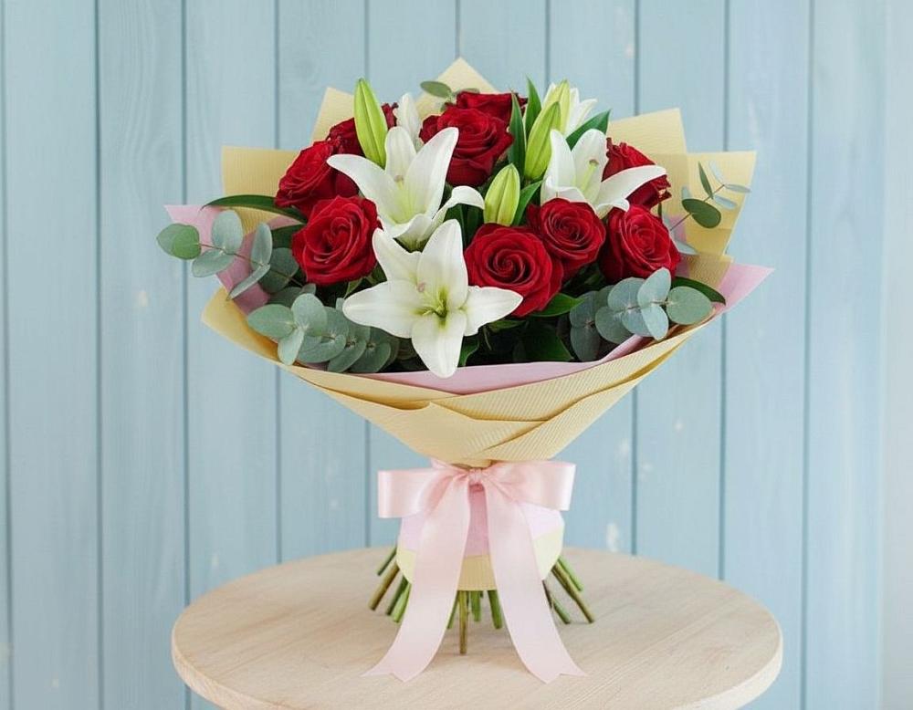 Букет цветов из: Лилии и Розы в Рудне Смоленской области